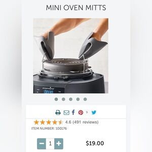 Pampered Chef Silicone Mini Oven Mitts - Gray